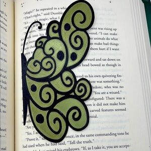 Green and Black 3D Printed Butterfly Bookmark